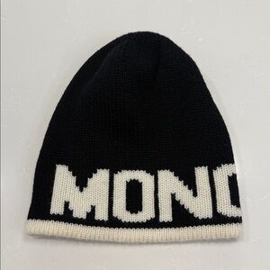 Moncler Black and White Logo Beanie - Authentic
